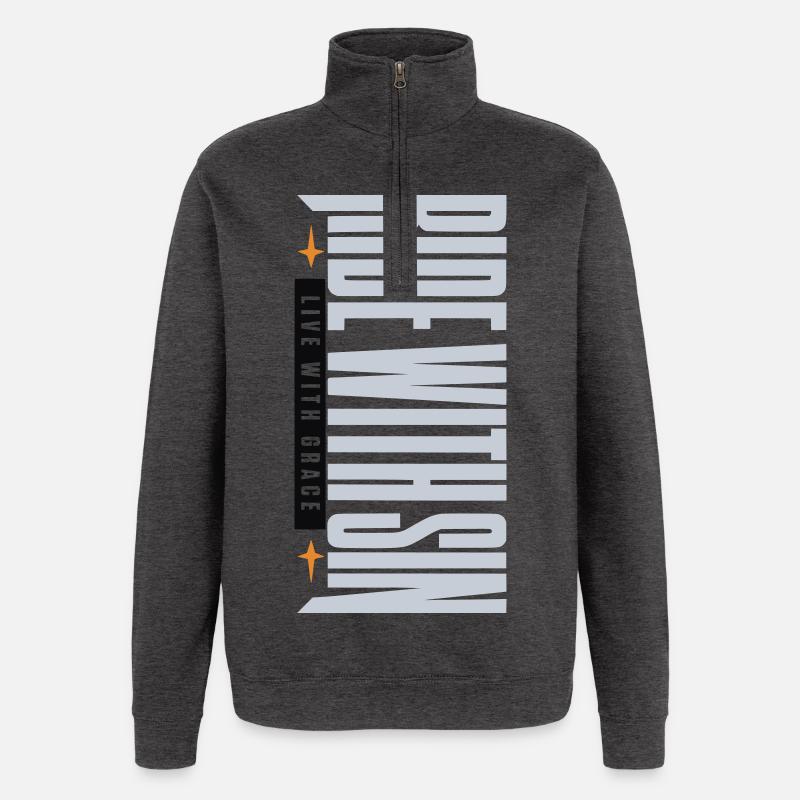 Sinners Live With Grace - Quarter-Zip-Sweatshirt - Anthrazit