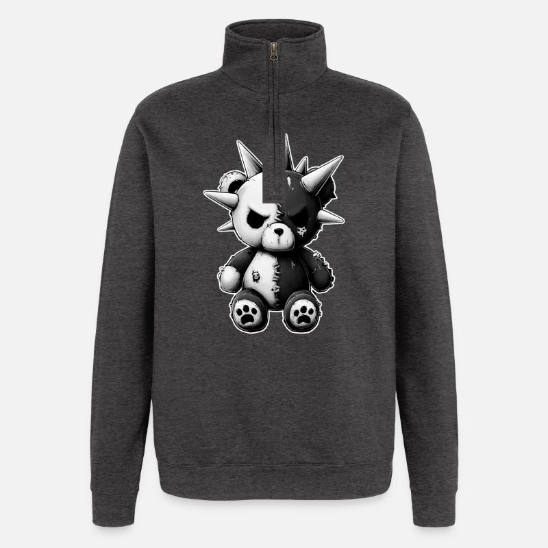 Split Skull Plüschbär Punk - Quarter-Zip-Sweatshirt - Anthrazit