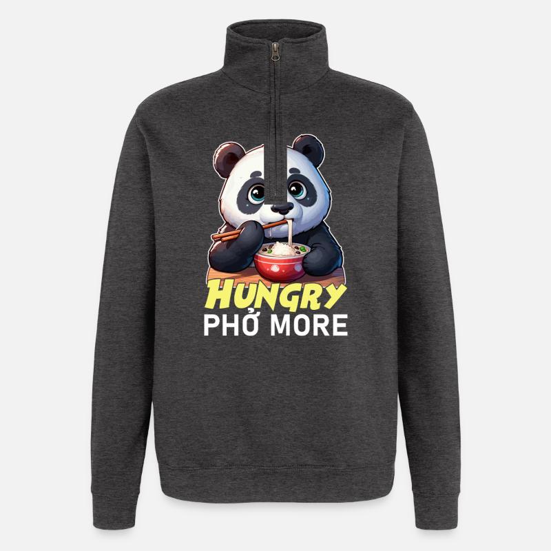 Hungriger Panda Pho Plus - Quarter-Zip-Sweatshirt - Anthrazit