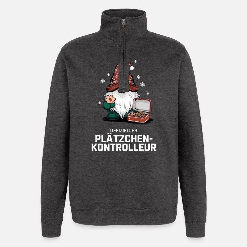 Official Cookie Inspector Gnome - Quarter-Zip Sweatshirt - charcoal grey