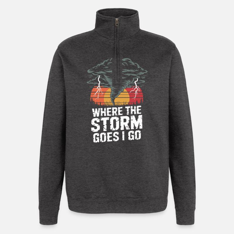 Sunset Storm Path - Quarter-Zip Sweatshirt - charcoal grey