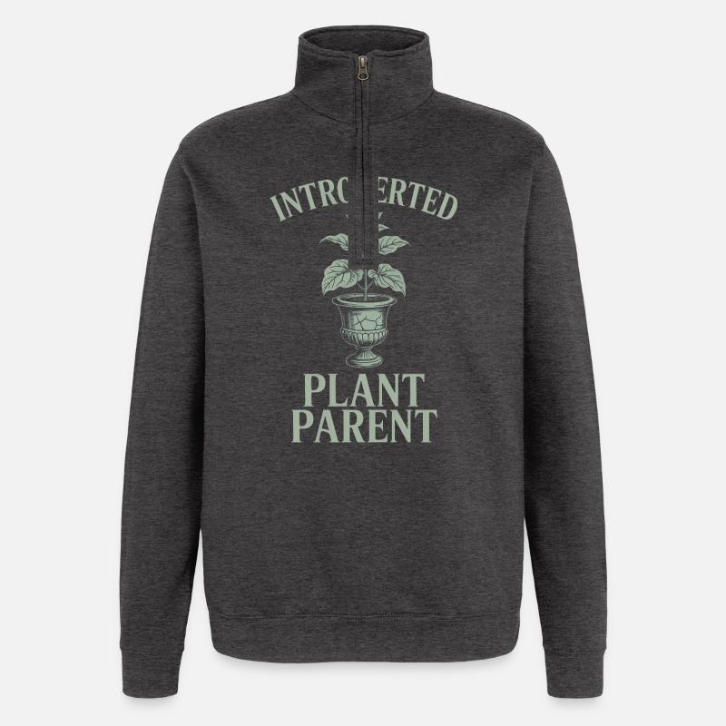 Introvertierter Pflanzenelternteil - Quarter-Zip-Sweatshirt - Anthrazit