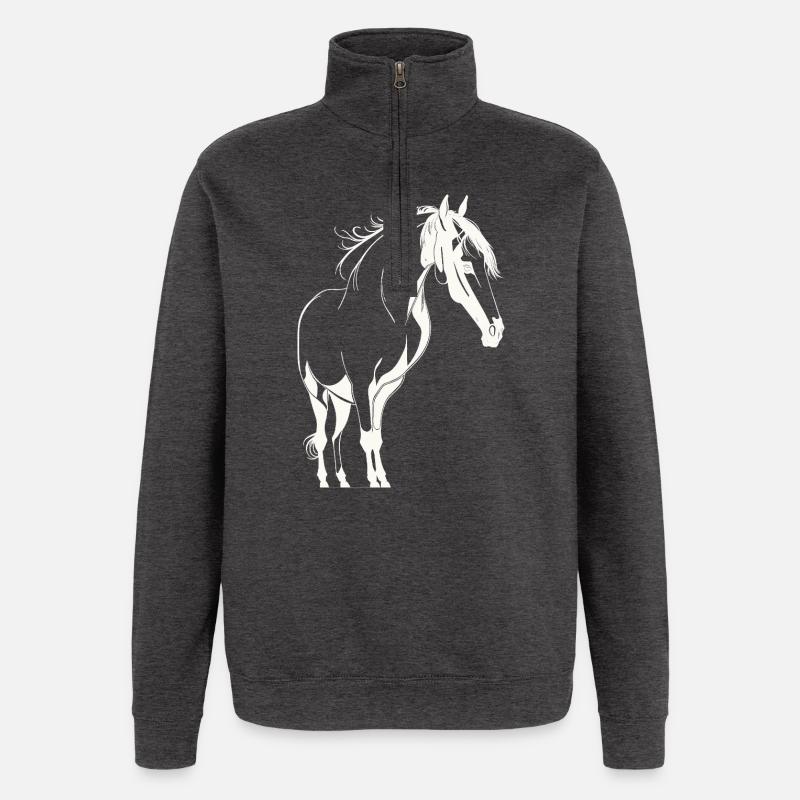 Cheval majestueux - Sweat à zip 1/4 - charbon
