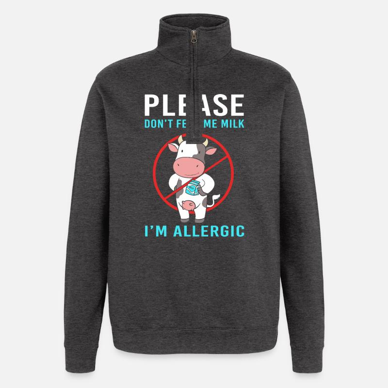 Lactose Intolerance Flatulence Milk Allergy - Quarter-Zip Sweatshirt - charcoal grey