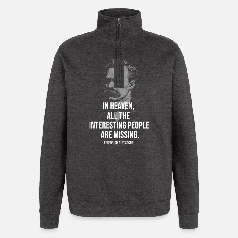 Nietzsche-Zitat: Der Himmel fehlt: - Quarter-Zip-Sweatshirt - Anthrazit