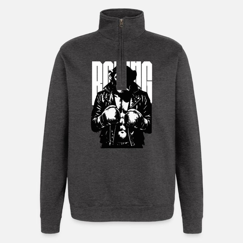 Monkey Boxer Rebel Monkey in Leder-Boxjacke - Quarter-Zip-Sweatshirt - Anthrazit