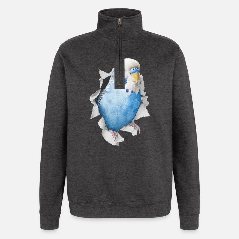 Perruche ondulée - Sweat à zip 1/4 - charbon