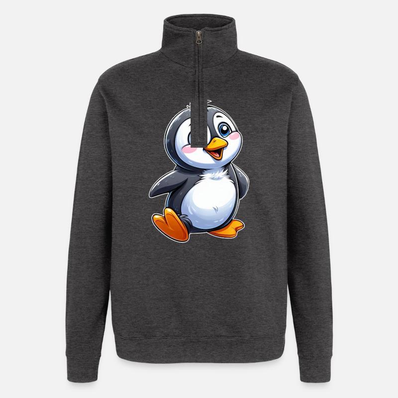 Charme de Pingouin Câlin - Sweat à zip 1/4 - charbon
