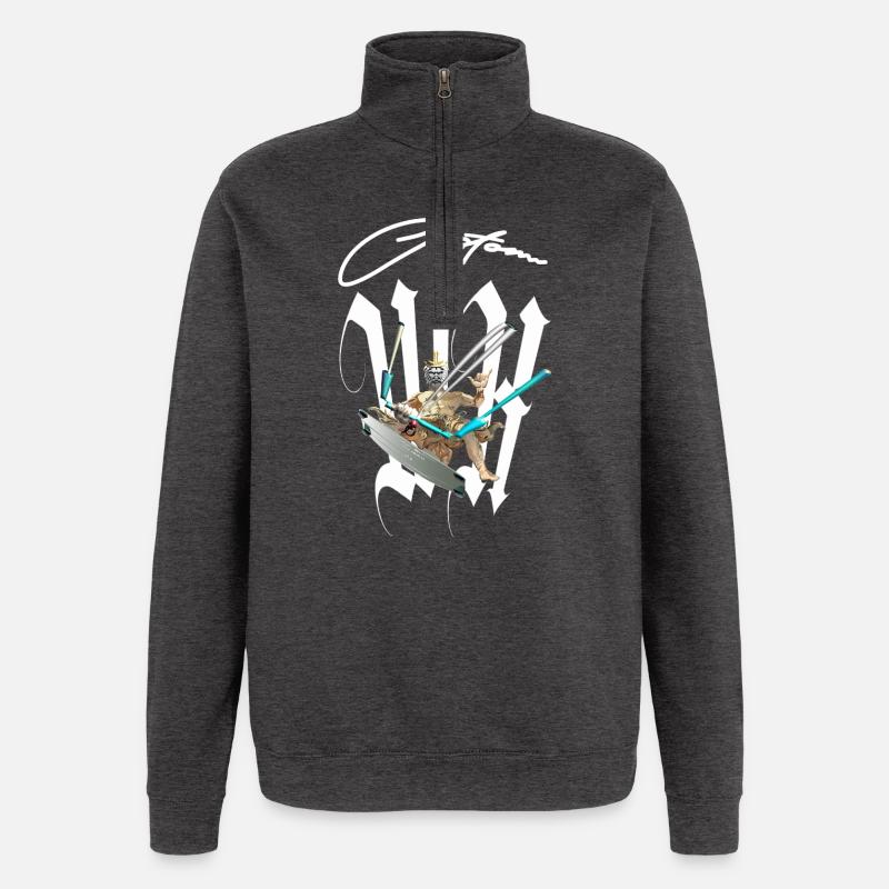 Mythischen Gott Surfer - Quarter-Zip-Sweatshirt - Anthrazit