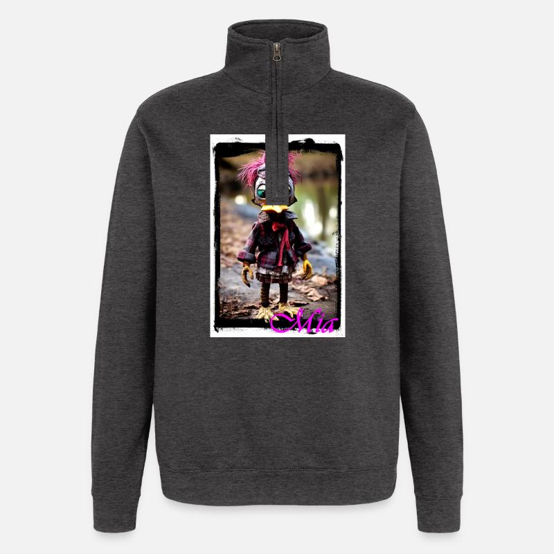 Eingängiges Steampunk-Maskottchen Mädchen Street - Quarter-Zip-Sweatshirt - Anthrazit