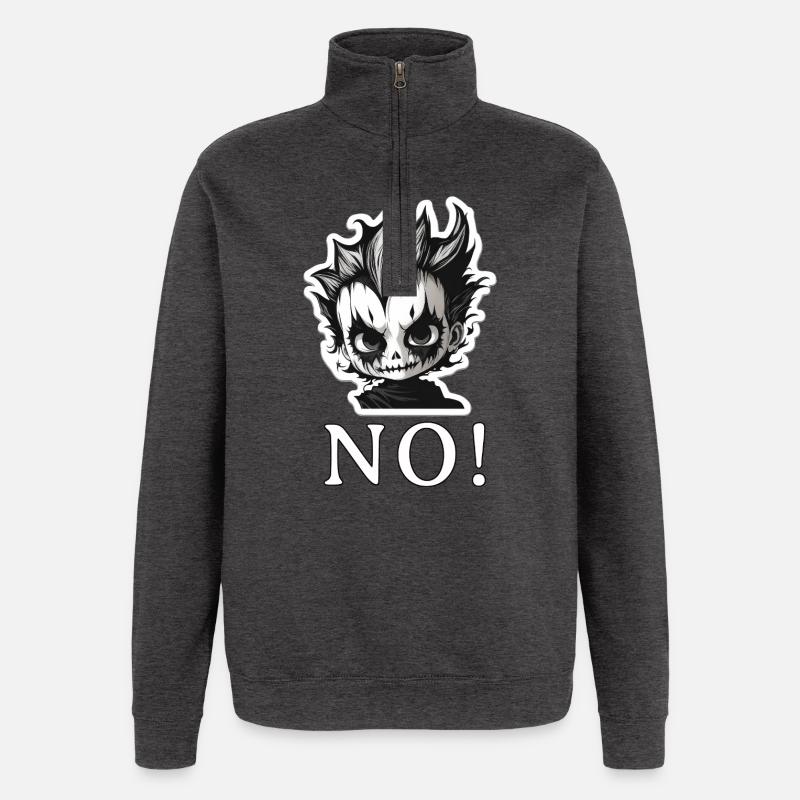 Punk Skull Mohawk NO - NO - Quarter-Zip Sweatshirt - charcoal grey