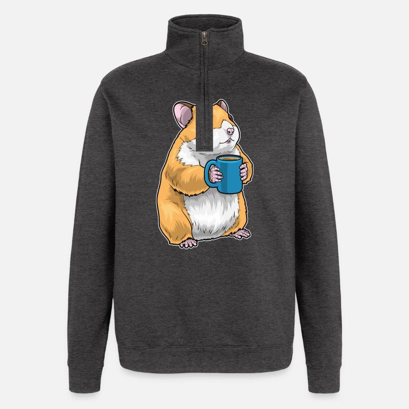 Hamster Kaffee Tasse - Quarter-Zip-Sweatshirt - Anthrazit