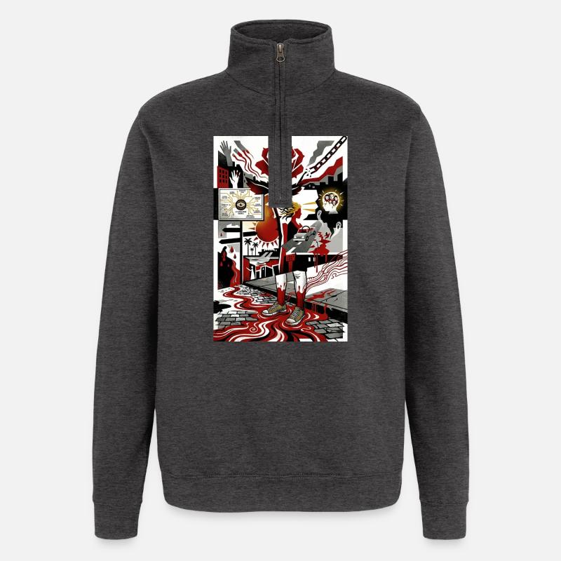Fragments de conscience L’IA Rose - Sweat à zip 1/4 - charbon