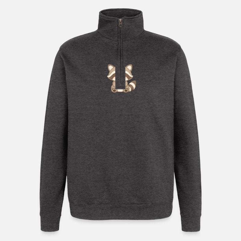 Illustration de raton laveur câlin - Sweat à zip 1/4 - charbon