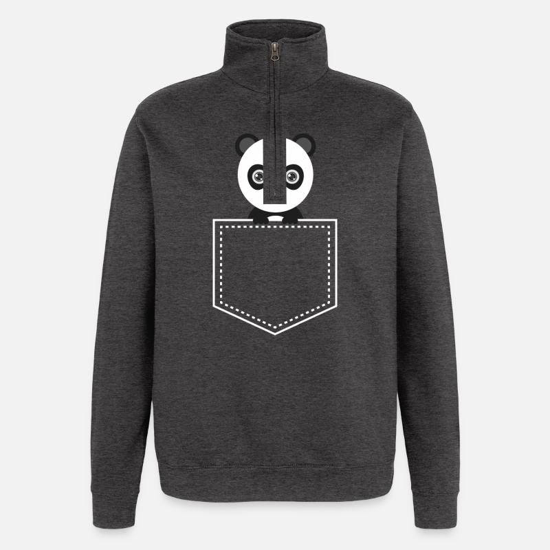 Panda de poche - Panda Panda - Sweat à zip 1/4 - charbon