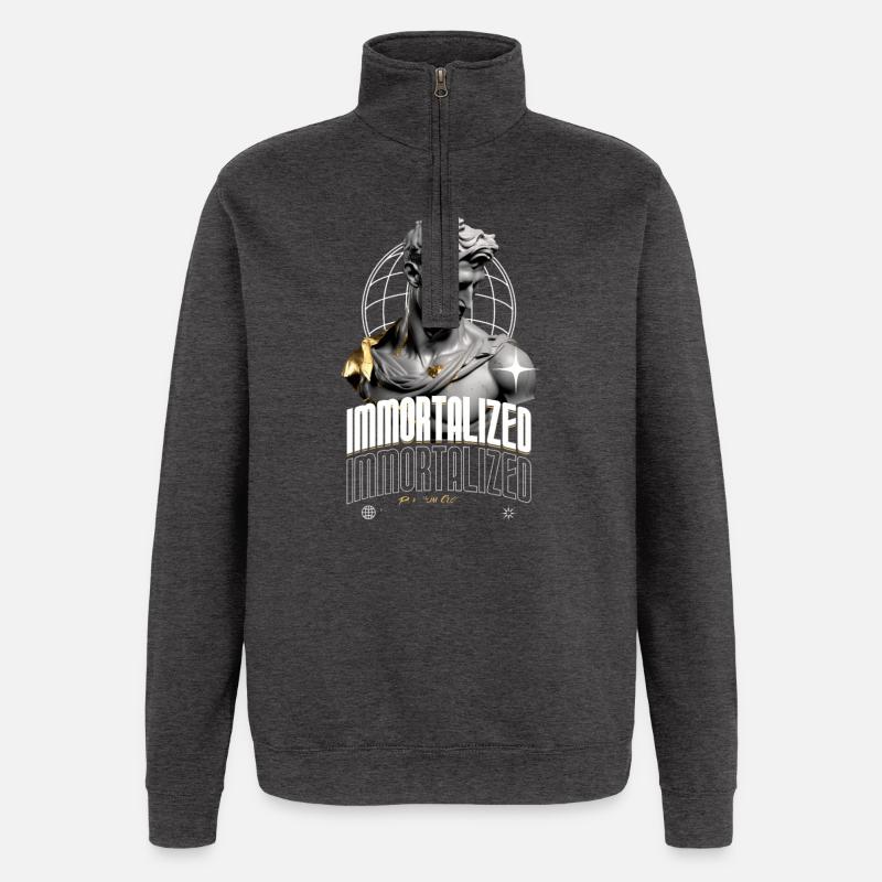 Immortalized Sculpture Globe - Quarter-Zip Sweatshirt - charcoal grey