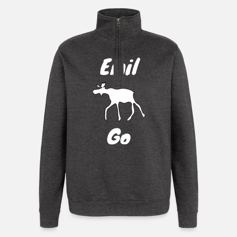 Emil the Elk withe - Quarter-Zip Sweatshirt - charcoal grey