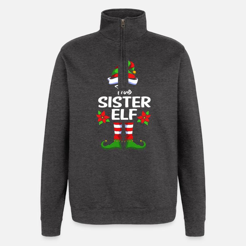 Elfe Elfe Cadeau de Noël Soeur - Sweat à zip 1/4 - charbon