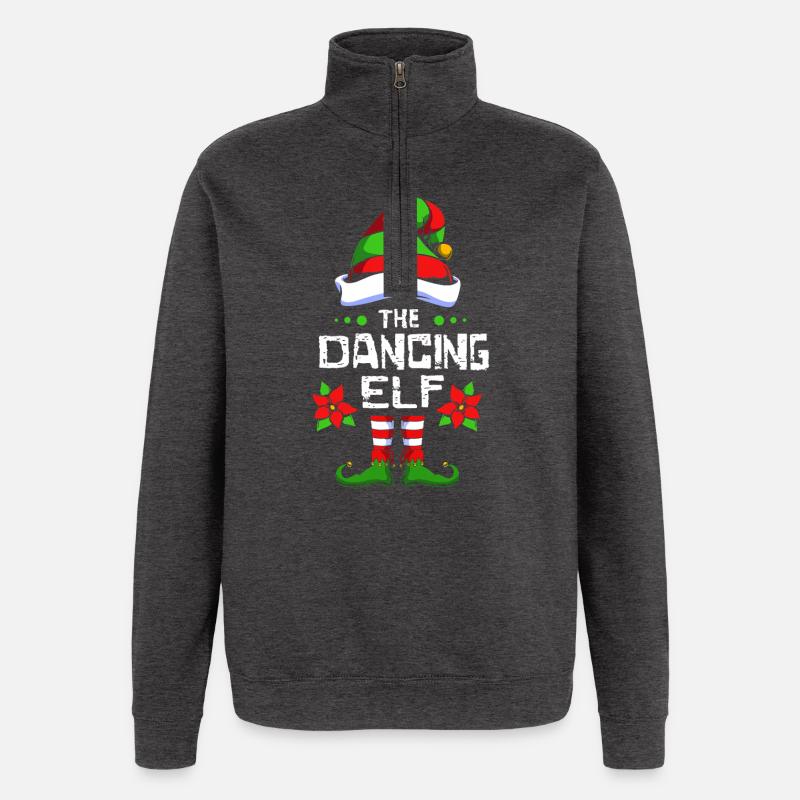 Elfe dansant Elfe Cadeau de Noël - Sweat à zip 1/4 - charbon