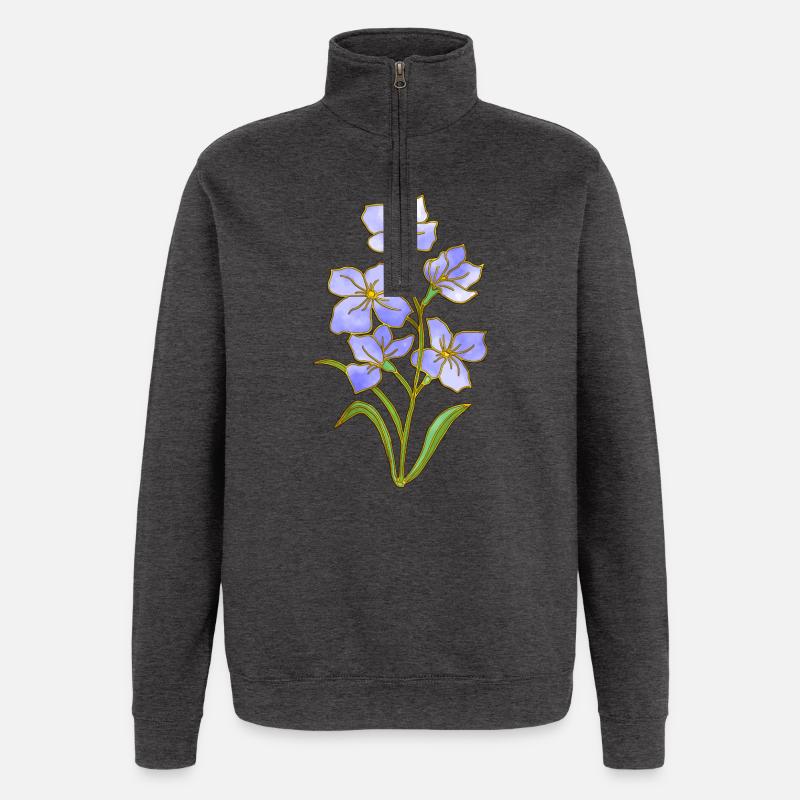 Fleur - Sweat à zip 1/4 - charbon