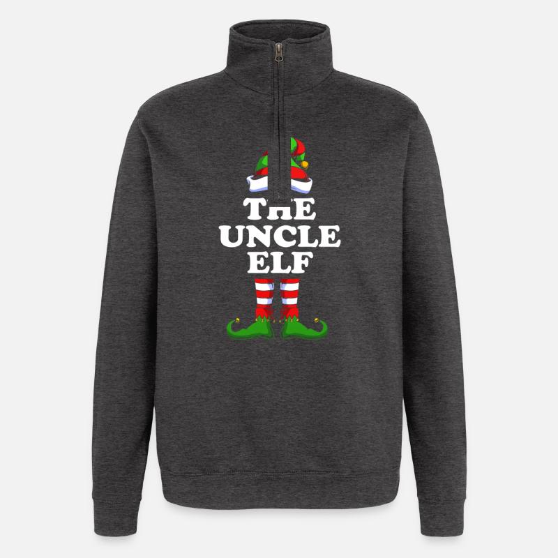 Uncle Elf Elf Christmas Gift - Quarter-Zip Sweatshirt - charcoal grey