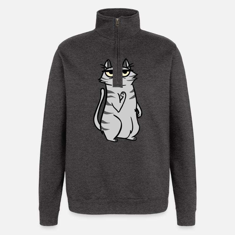 Chat Chats - Sweat à zip 1/4 - charbon