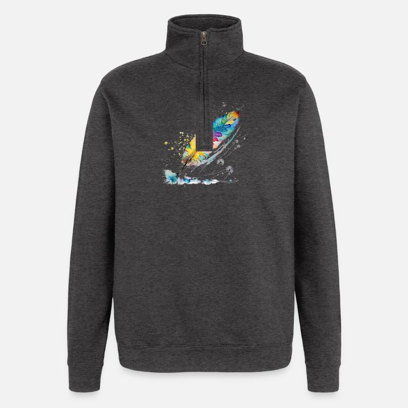 Source - Sweat à zip 1/4 - charbon