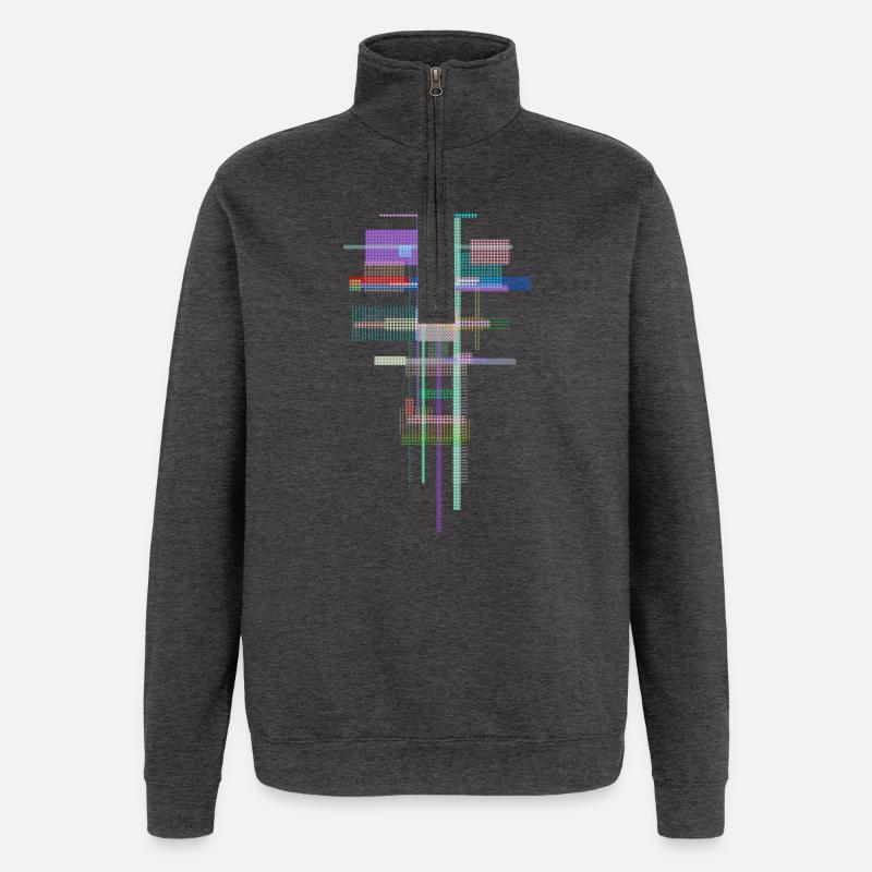 Pattern Abstract - Space Architecture - Quarter-Zip Sweatshirt - charcoal grey