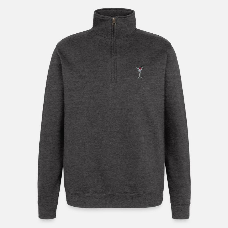 Cherry Martini bestickt - Quarter-Zip-Sweatshirt - Anthrazit