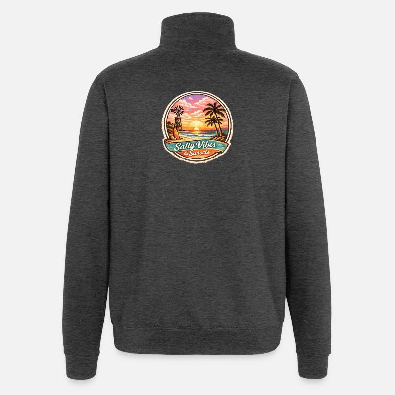 Salty Vibes Sunsets Beach - Sweat à zip 1/4 - charbon