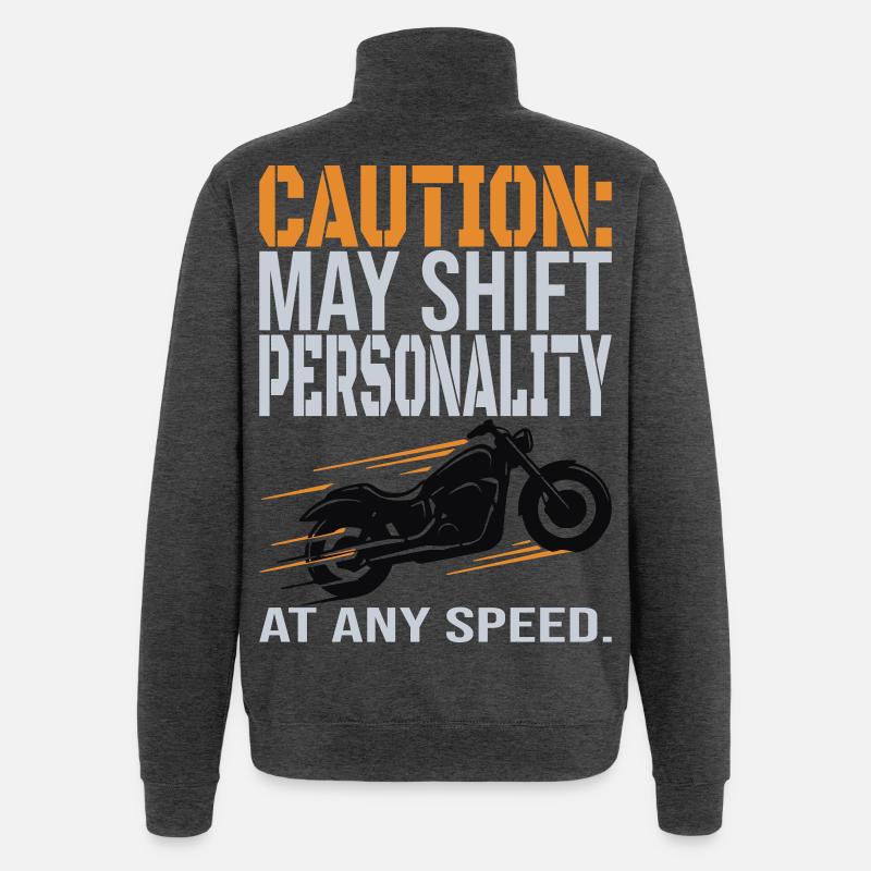 Caution – Personality Shift Biker Design - Quarter-Zip-Sweatshirt - Anthrazit