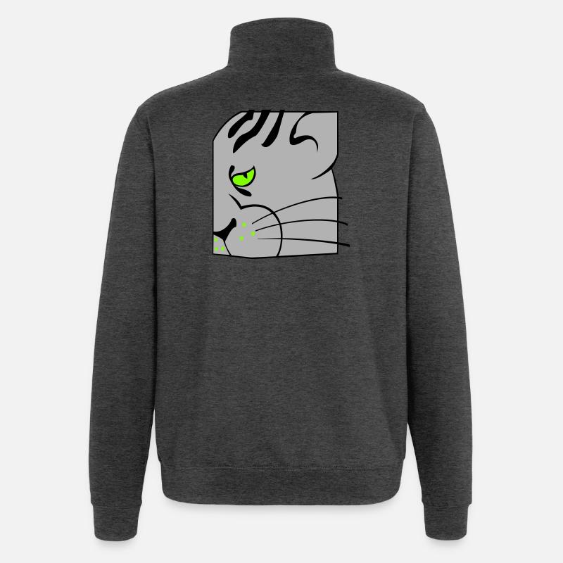 Chat - Sweat à zip 1/4 - charbon