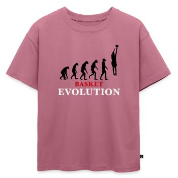 Basket Evolution Sports et humour 3c - T-shirt enfant oversize en coton biologique Premium - mauve - Devant - AI Model Kid Male (0cm)
