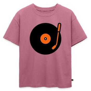 Bras de lecture de disque vinyle Retro Audio - T-shirt enfant oversize en coton biologique Premium - mauve - Devant - AI Model Kid Male (0cm)