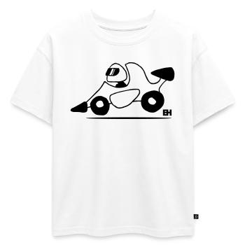 voiture de course - T-shirt enfant oversize en coton biologique Premium - blanc - Devant - AI Model Kid Male (0cm)
