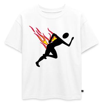 Jogger avec flammes - T-shirt enfant oversize en coton biologique Premium - blanc - Devant - AI Model Kid Male (0cm)