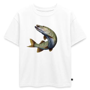 Pike - T-shirt enfant oversize en coton biologique Premium - blanc - Devant - AI Model Kid Male (0cm)
