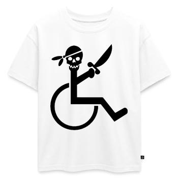 Pirate en fauteuil roulant # - T-shirt enfant oversize en coton biologique Premium - blanc - Devant - AI Model Kid Male (0cm)