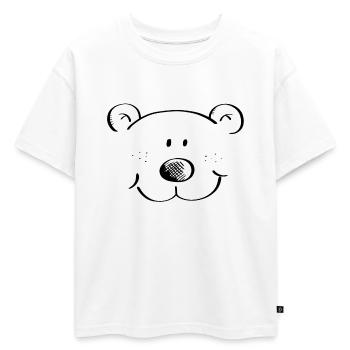 Tête d'Ours - Ours - Ours - Ours en peluche - Grizzly - T-shirt enfant oversize en coton biologique Premium - blanc - Devant - AI Model Kid Male (0cm)