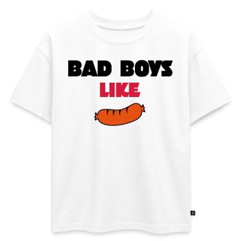 saucisse - T-shirt enfant oversize en coton biologique Premium - blanc - Devant - AI Model Kid Male (0cm)