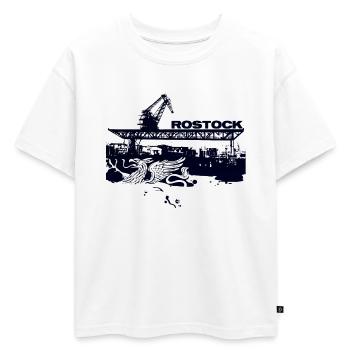 Port de la ville de Rostock - T-shirt enfant oversize en coton biologique Premium - blanc - Devant - AI Model Kid Male (0cm)