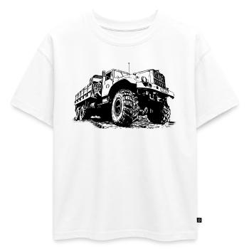 Camion KrAZ | RDA | Cyclomoteur | Camion | Technologie - T-shirt enfant oversize en coton biologique Premium - blanc - Devant - AI Model Kid Male (0cm)