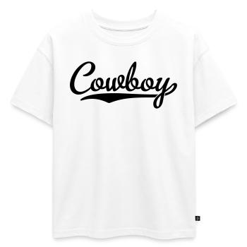 Cowboy - T-shirt enfant oversize en coton biologique Premium - blanc - Devant - AI Model Kid Male (0cm)