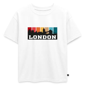 Londres Angleterre Voyage Skyline Souvenir Silhouette - T-shirt enfant oversize en coton biologique Premium - blanc - Devant - AI Model Kid Male (0cm)