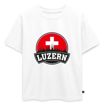 Luzern Suisse Skyline Travel Souvenir Swiss F - T-shirt enfant oversize en coton biologique Premium - blanc - Devant - AI Model Kid Male (0cm)