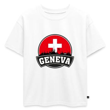 Genève Suisse Skyline Travel Souvenir Swiss F - T-shirt enfant oversize en coton biologique Premium - blanc - Devant - AI Model Kid Male (0cm)
