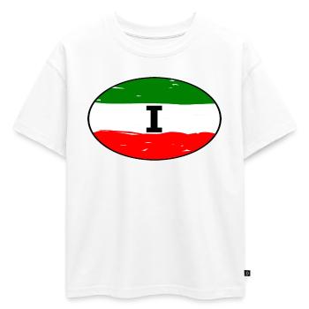Autocollants Italie - T-shirt enfant oversize en coton biologique Premium - blanc - Devant - AI Model Kid Male (0cm)