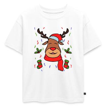 Rennais Noël décorations - T-shirt enfant oversize en coton biologique Premium - blanc - Devant - AI Model Kid Male (0cm)