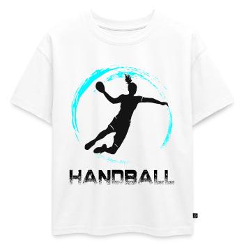 Handball - T-shirt enfant oversize en coton biologique Premium - blanc - Devant - AI Model Kid Male (0cm)