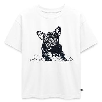 French Bulldog - Oversized Kids' Premium Organic T-Shirt - white - Front - AI Model Kid Male (0cm)